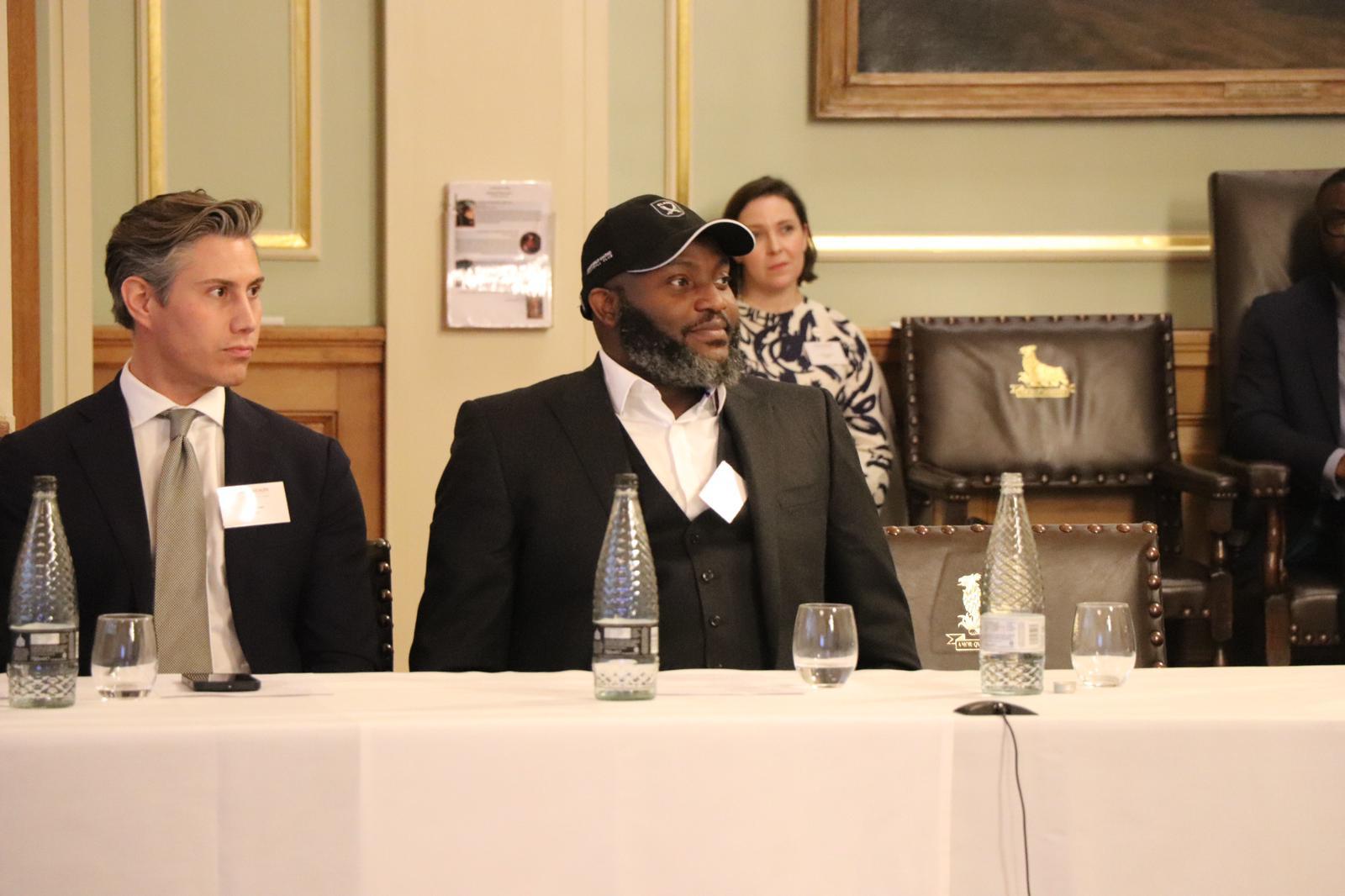 Dozy Mmobuosi wears a cap and gown as he delivers the graduation speach for the 2019 Morehouse College graduates